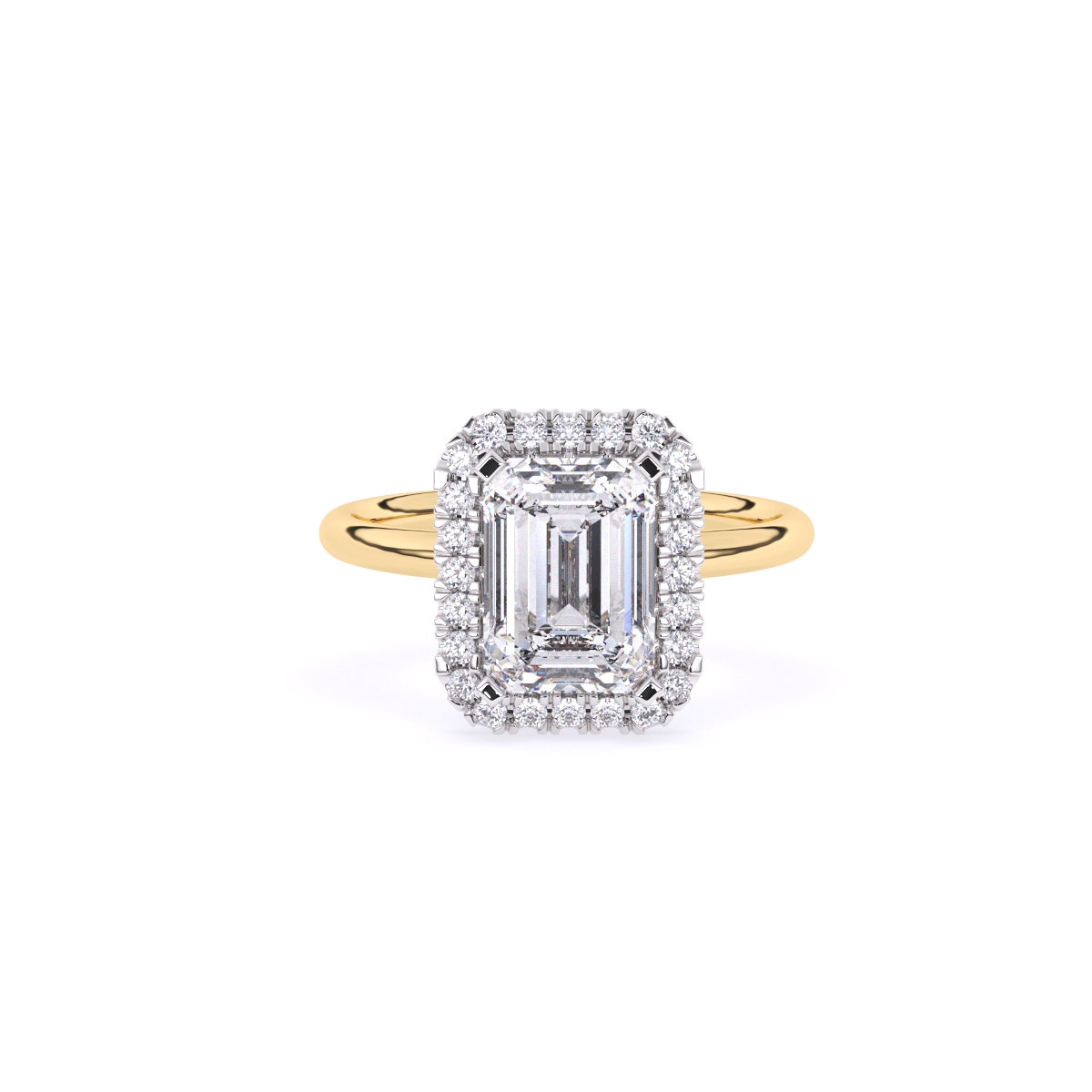 Emerald Halo Solitaire Diamond Ring
